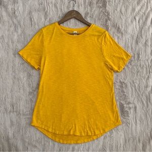 Old Navy Short Sleeve Luxe Slub-Knit Crew-Neck Yellow T-Shirt